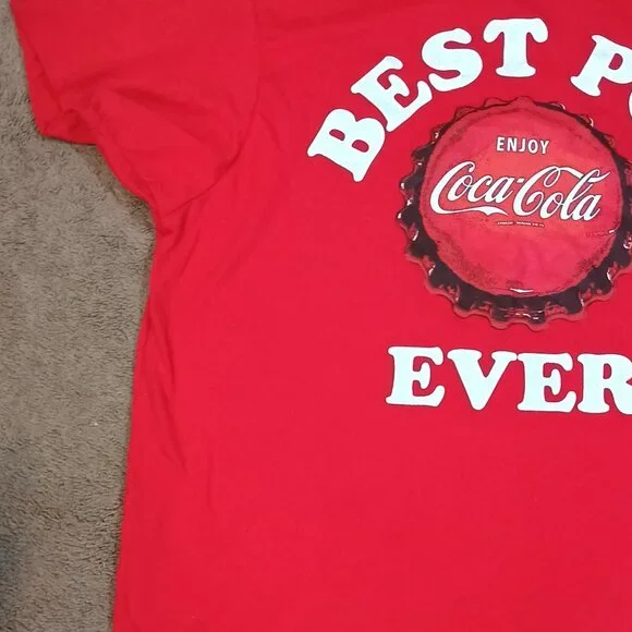 Coca-Cola T Shirt Mens XL 46/48 Red Best Pop Ever Crewneck Graphic Retro Fathers - Picture 5 of 8